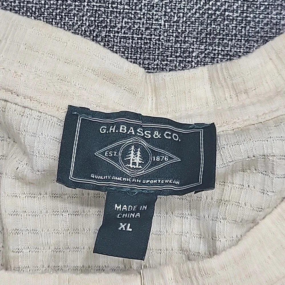 G.H. Bass & Co. Women's Textured Henley Top X-Large Sz Tan Long Sleeves T-Shirt